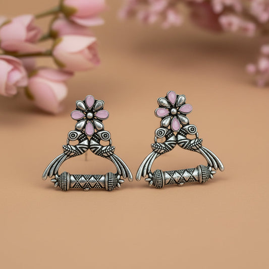 Tweet and bloom stud earring (Baby Pink)