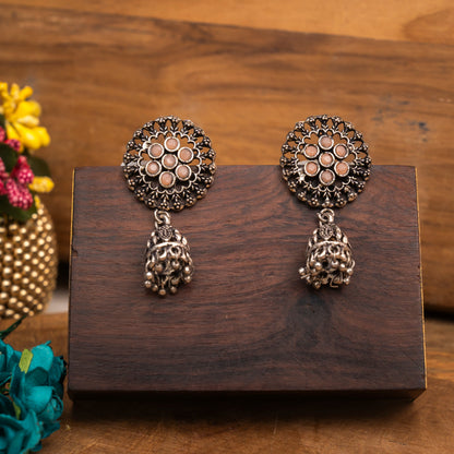 Meena Manjari Jhumki earrings (Light Orange)