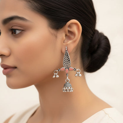 Nature's embrace jhumki earrings (Light Orange)