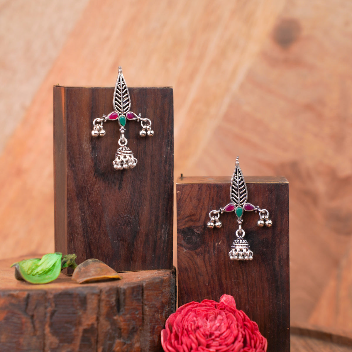 Nature's embrace jhumki earrings (Multicolored)