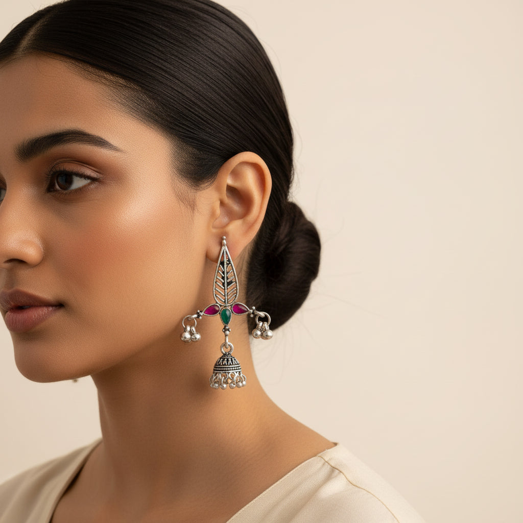 Nature's embrace jhumki earrings (Multicolored)