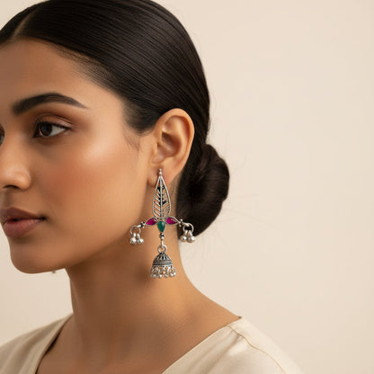 Nature's embrace jhumki earrings (Multicolored)