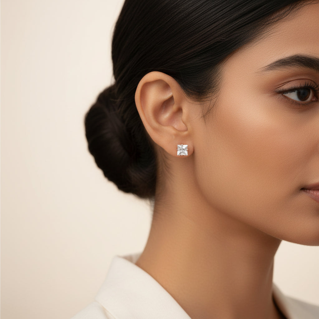 Zirconia Crystal Square Stud Earring