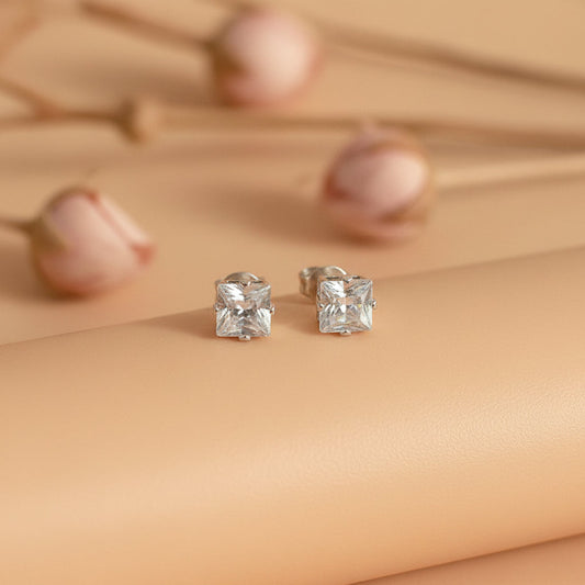 Zirconia Crystal Square Stud Earring