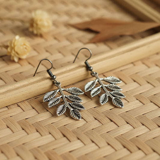 Antique Silver-Plated Nature Inspired Branch Drop Earring