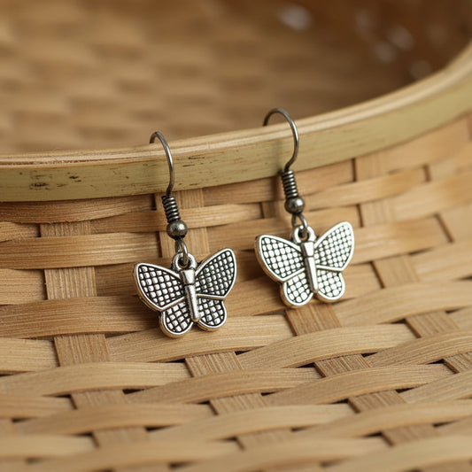 Oxidised Silver Butterfly Dangle Earring