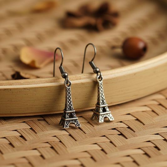 Oxidised Silver Eiffel Tower Dangle Earring