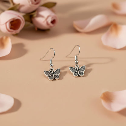Silver-Plated Butterfly Drop Earring