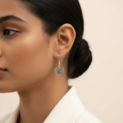 Silver-Plated Butterfly Drop Earring
